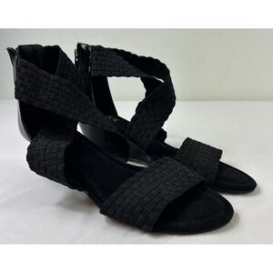 Good Soles By Catherine's Black Crisscross Strappy Sandals Wedge Heel Size 7W EU